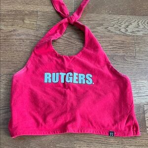 Hype and Vice red small Rutgers halter top with open tie back